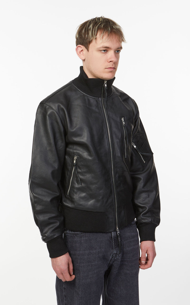 Military Surplus Pilot Flight Leather Jacket Black