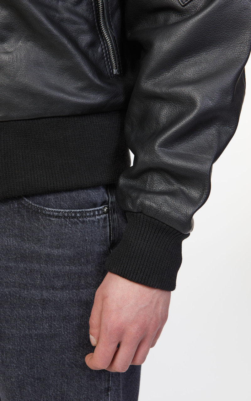 Military Surplus Pilot Flight Leather Jacket Black