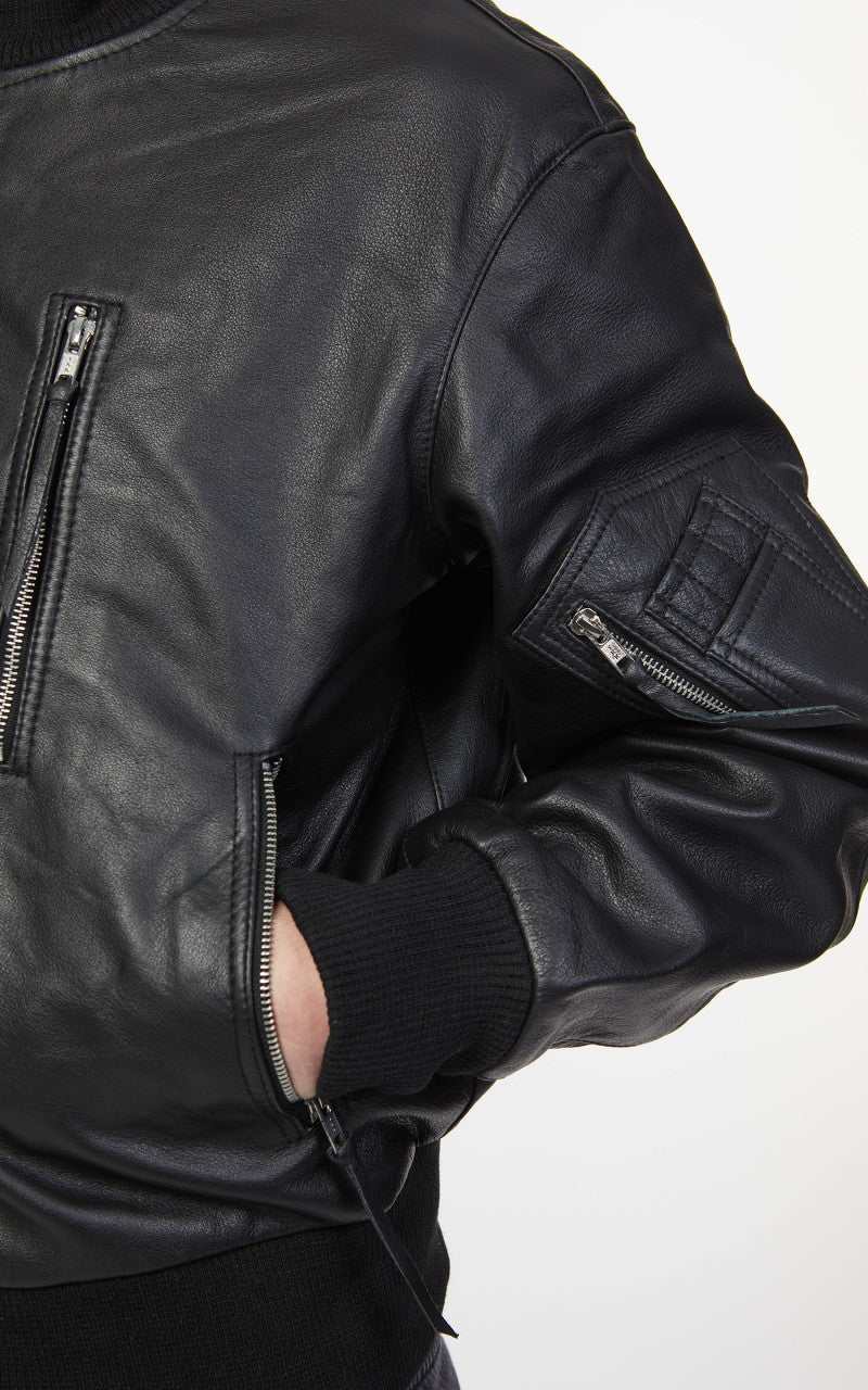 Military Surplus Pilot Flight Leather Jacket Black
