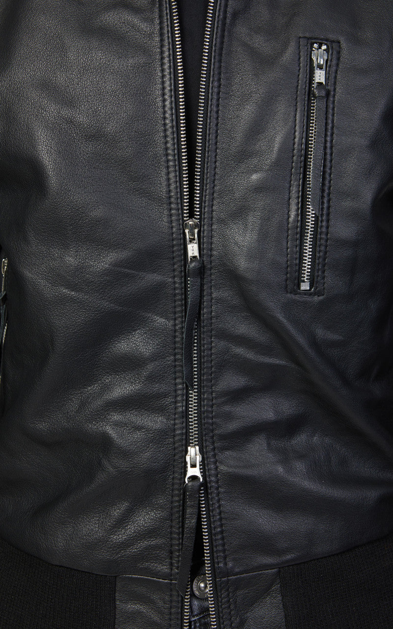Military Surplus Pilot Flight Leather Jacket Black