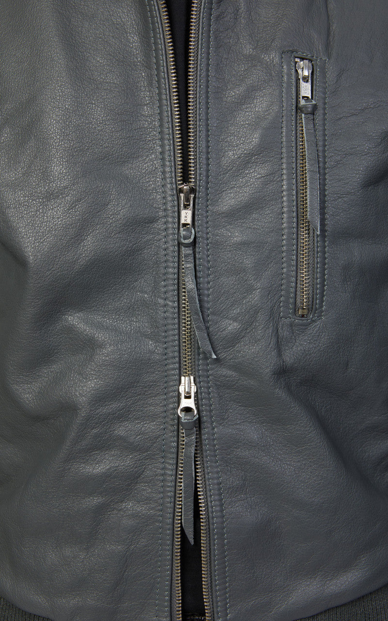 Military Surplus Pilot Flight Leather Jacket Dark Grey