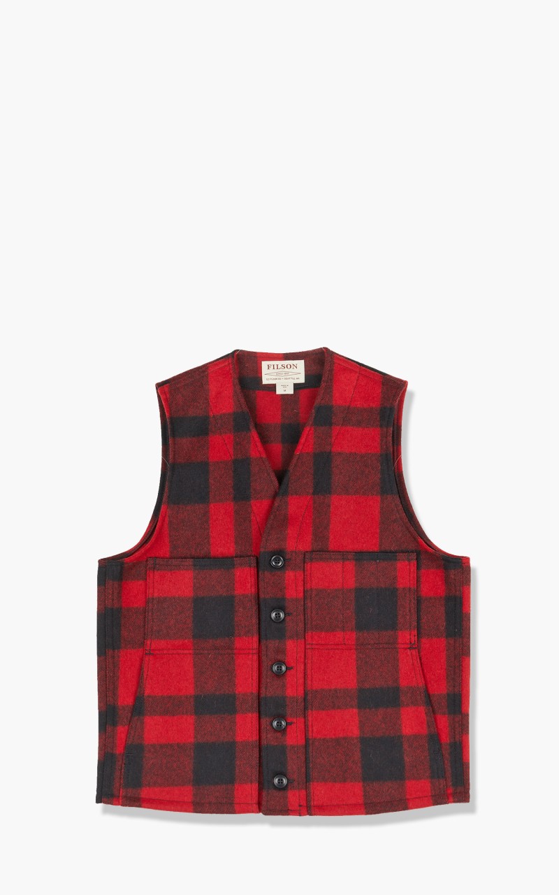 Filson Mackinaw Wool Vest Plaid Red/Black