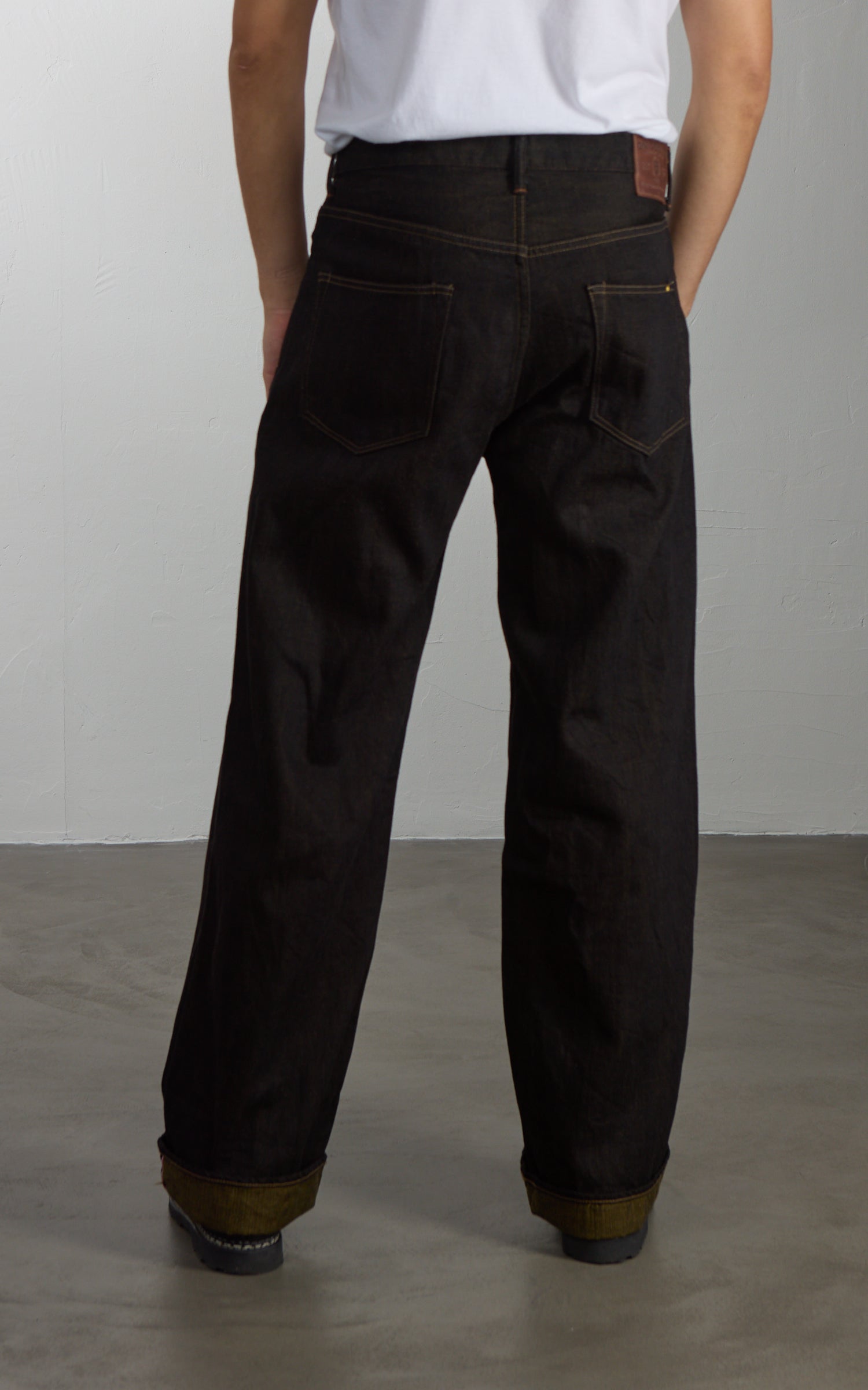 ONI Denim 222-BKOL Super Wide Straight Black x Olive 12oz