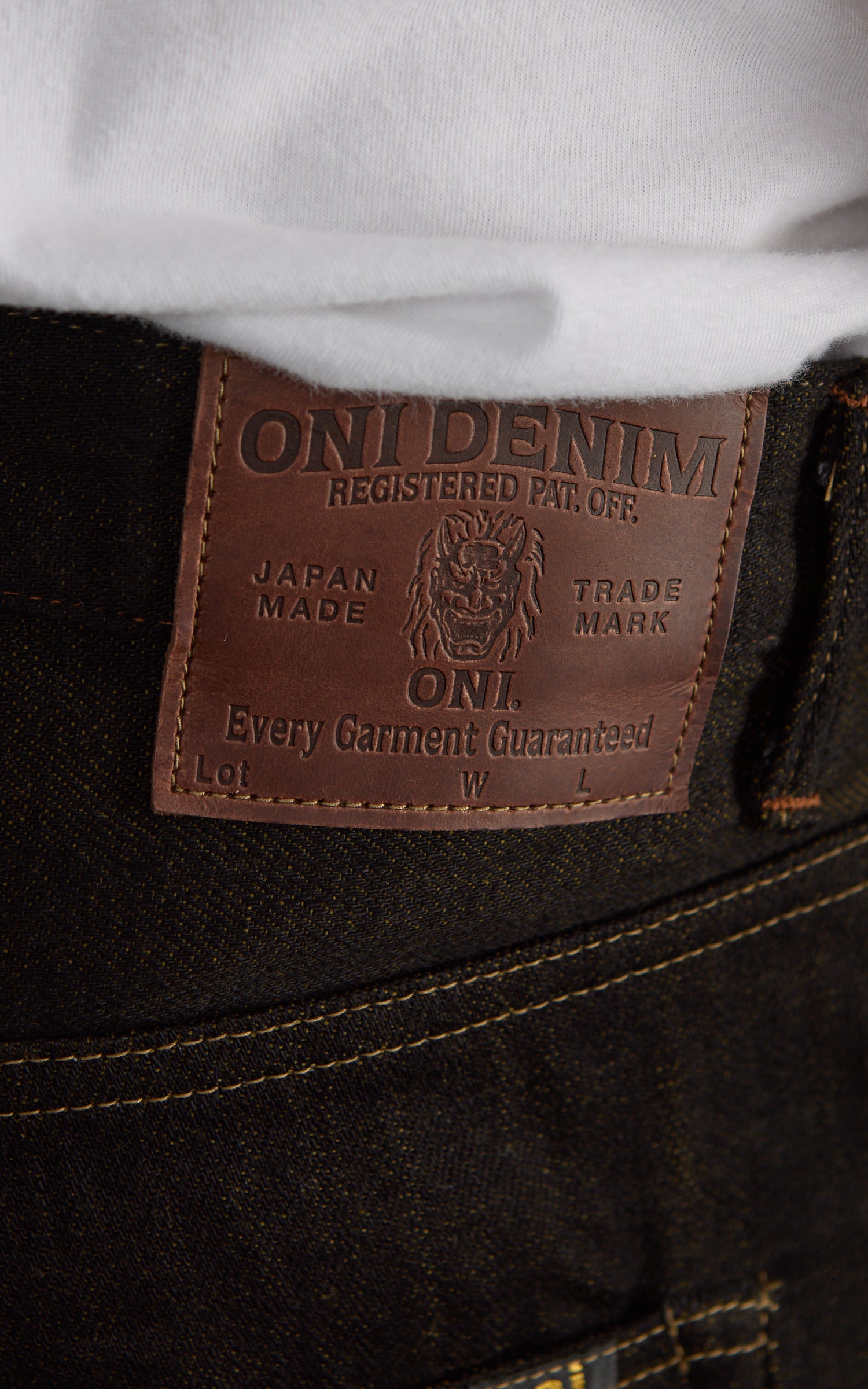 ONI Denim 222-BKOL Super Wide Straight Black x Olive 12oz