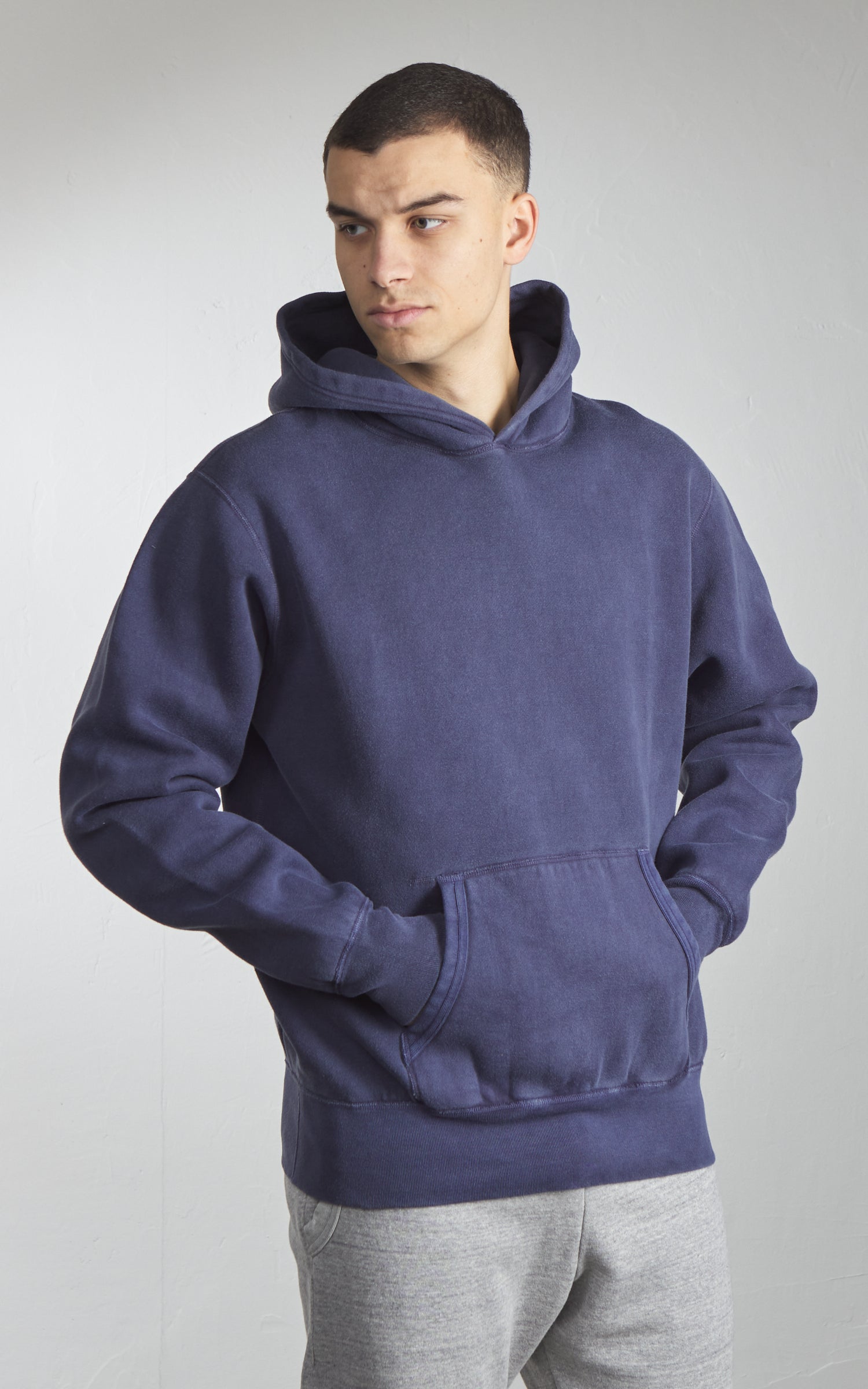 Barns Outfitters BR-3007PG COZUN Pigment Dyed Pullover Hoodie Vintage Navy