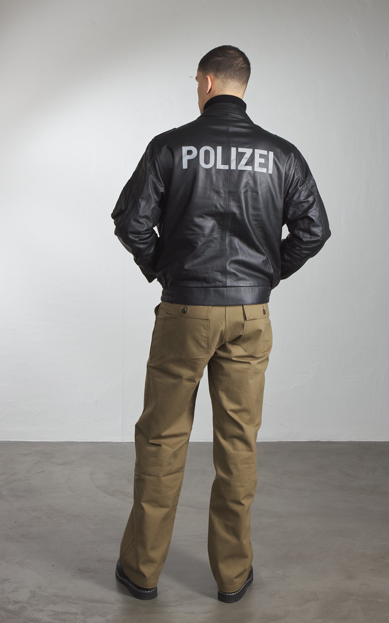 Military Surplus Polizei Leather Jacket Black