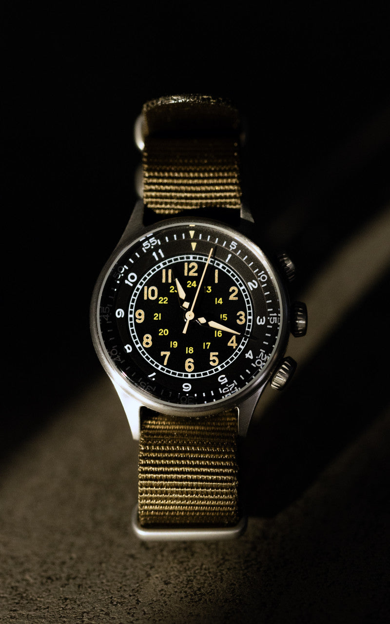 M.R.M.W. A-15 Vintage Military Watch Green Nylon Strap