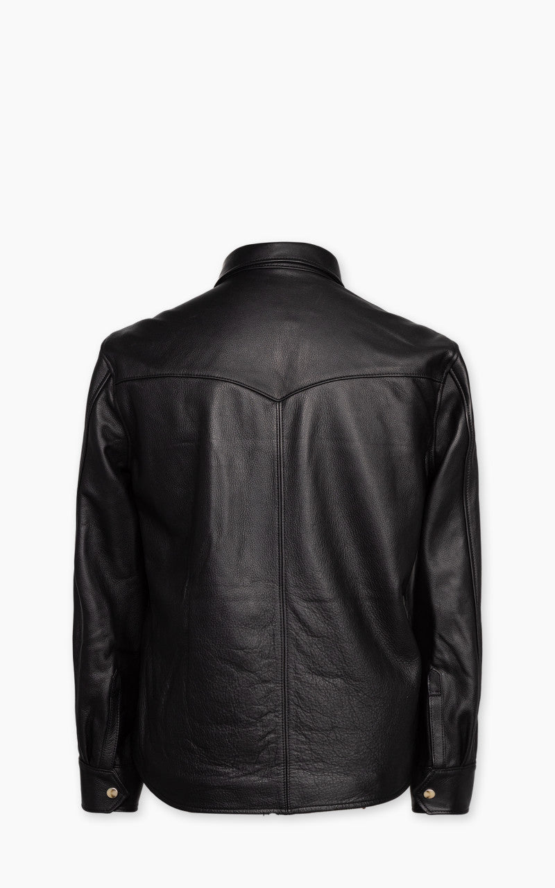 Y'2 Leather Steer Oil Leather Western Shirt Black