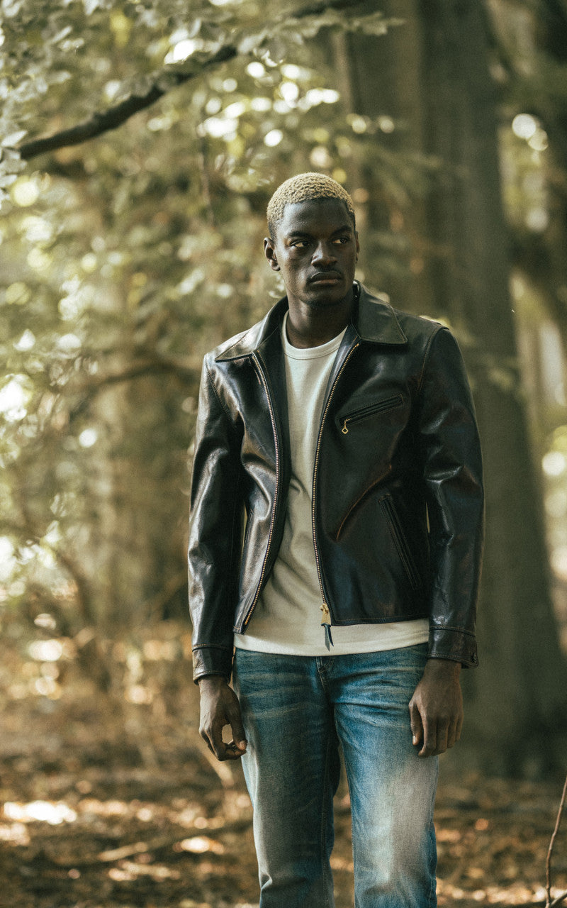 Y'2 Leather IR-42 Horsehide Single Riders Leather Jacket Indigo