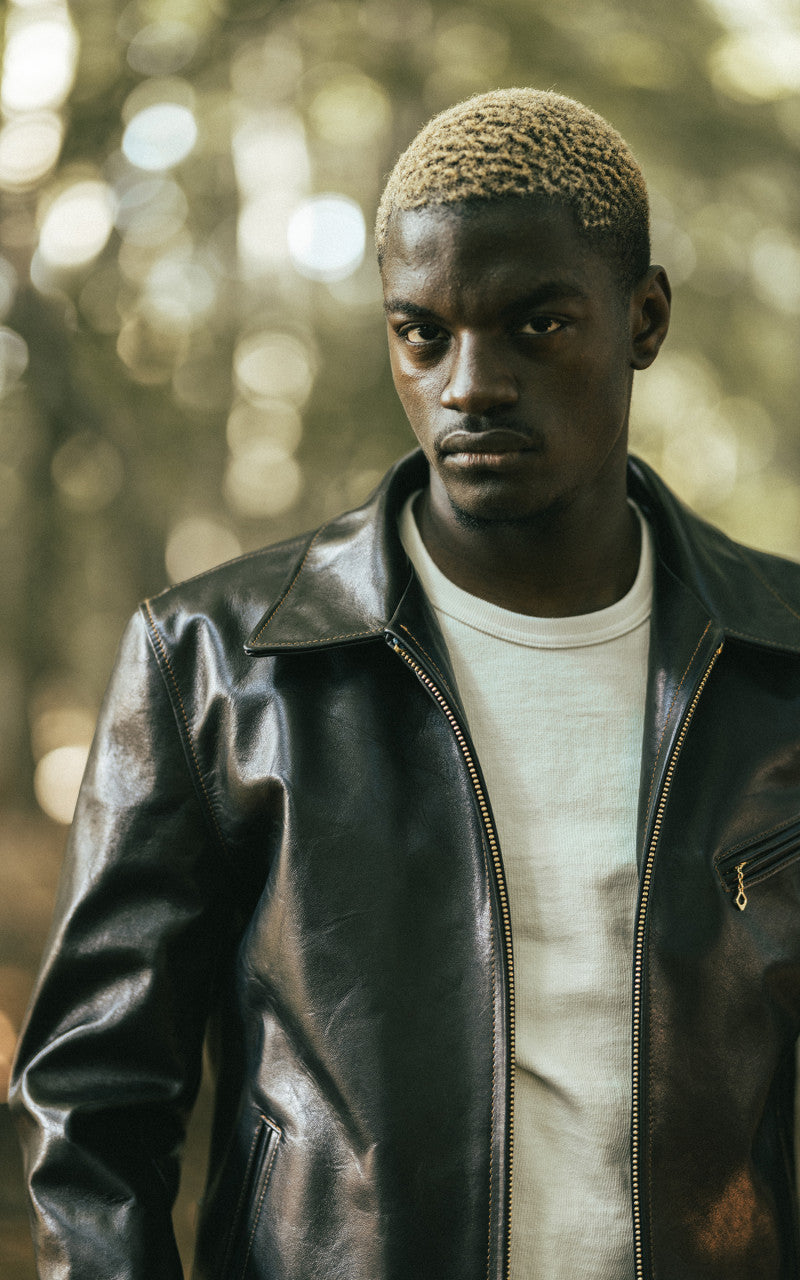 Y'2 Leather IR-42 Horsehide Single Riders Leather Jacket Indigo