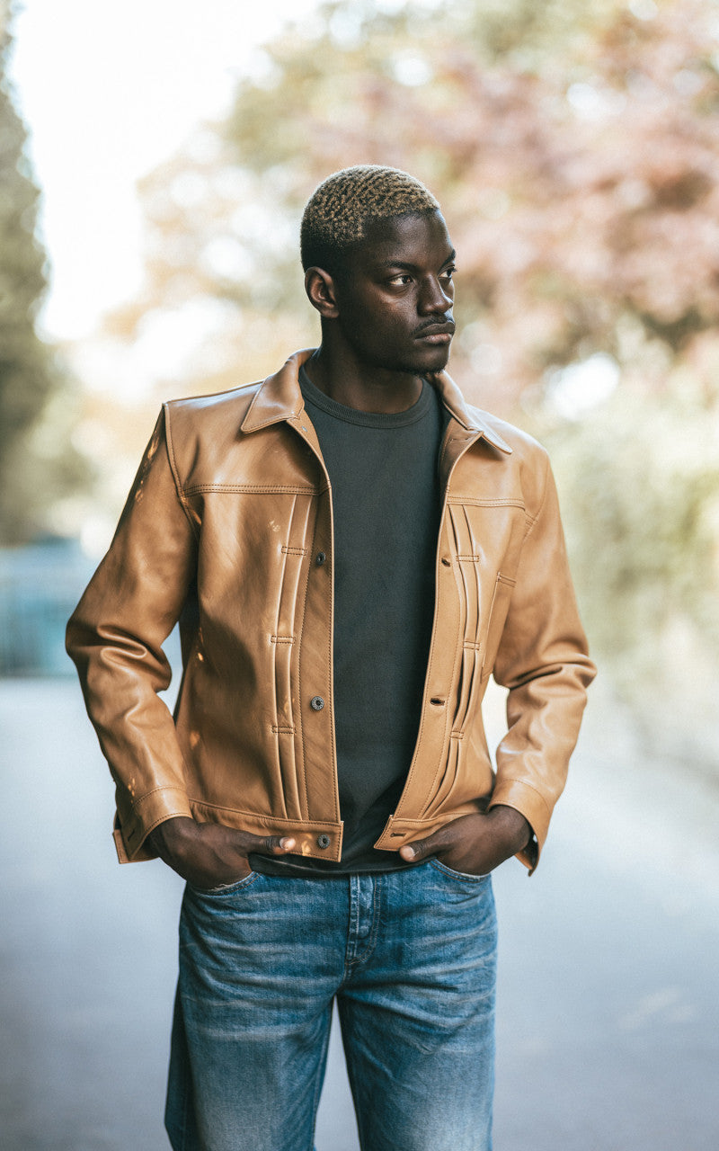 Y'2 Leather KB-140-T Horsehide Type I Leather Jacket Persimmon Dyed Kakishibu