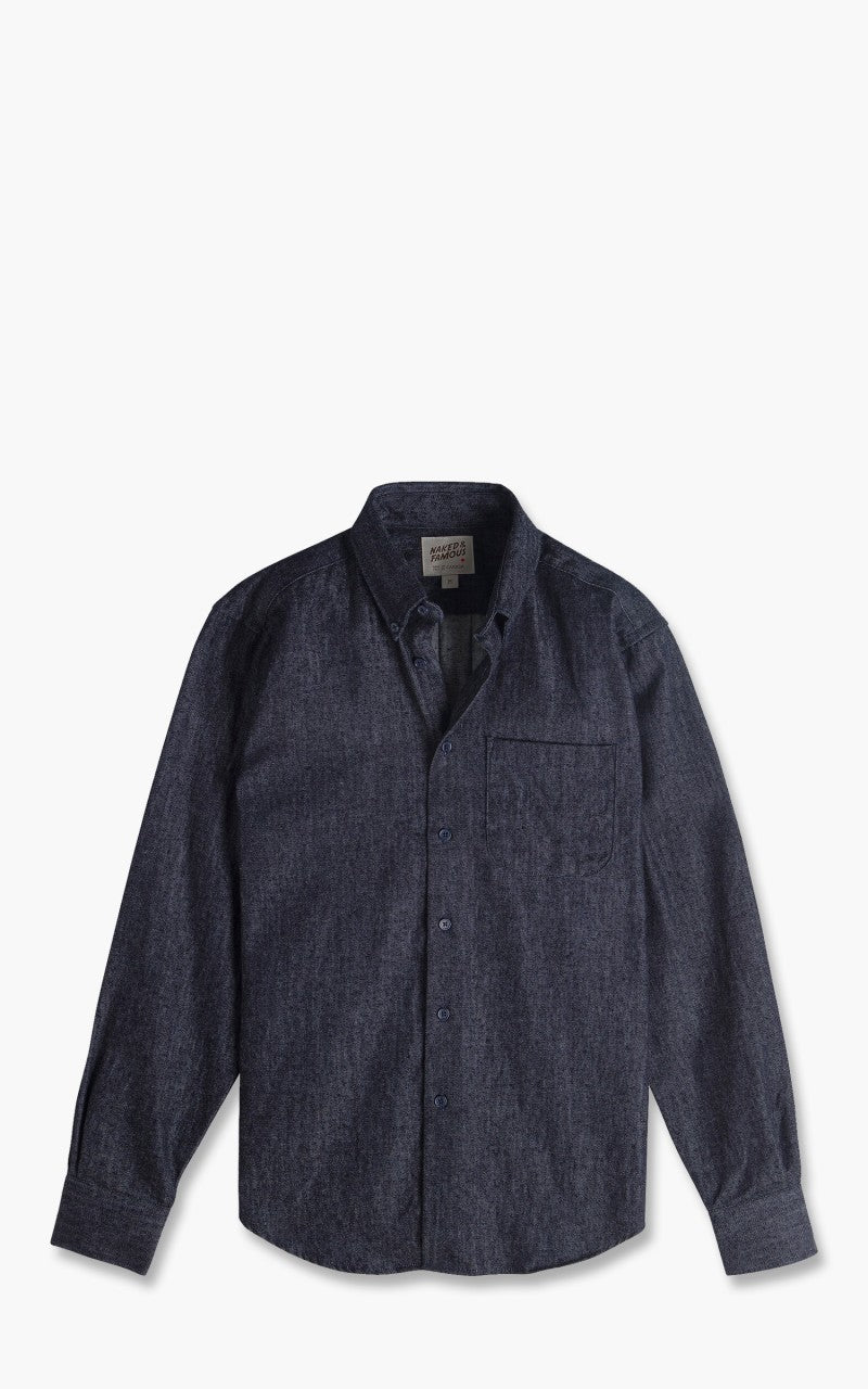 Naked & Famous Denim Easy Shirt Slub Nep Rinsed Denim Indigo