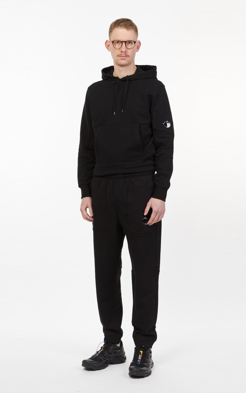 C.P. Company Diagonal Raised Fleece Mixed Sweat Pants Black