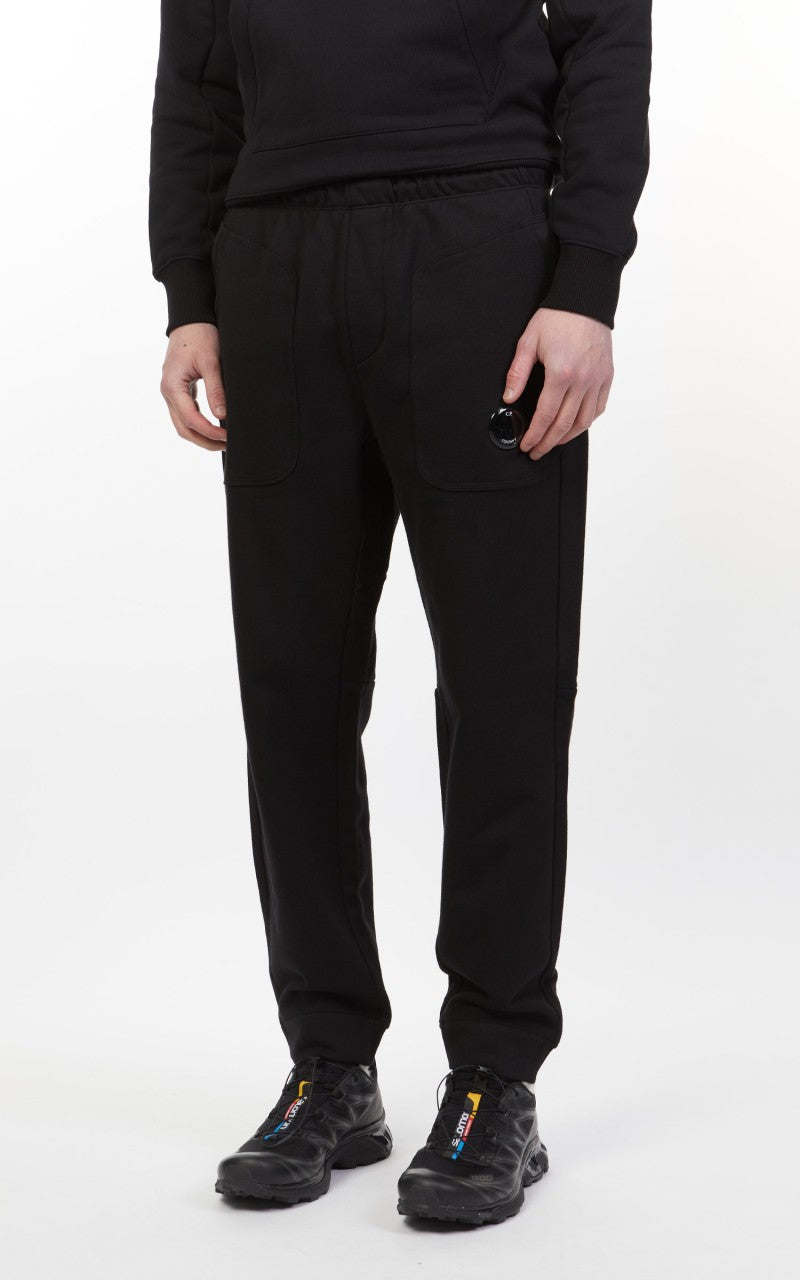 C.P. Company Diagonal Raised Fleece Mixed Sweat Pants Black