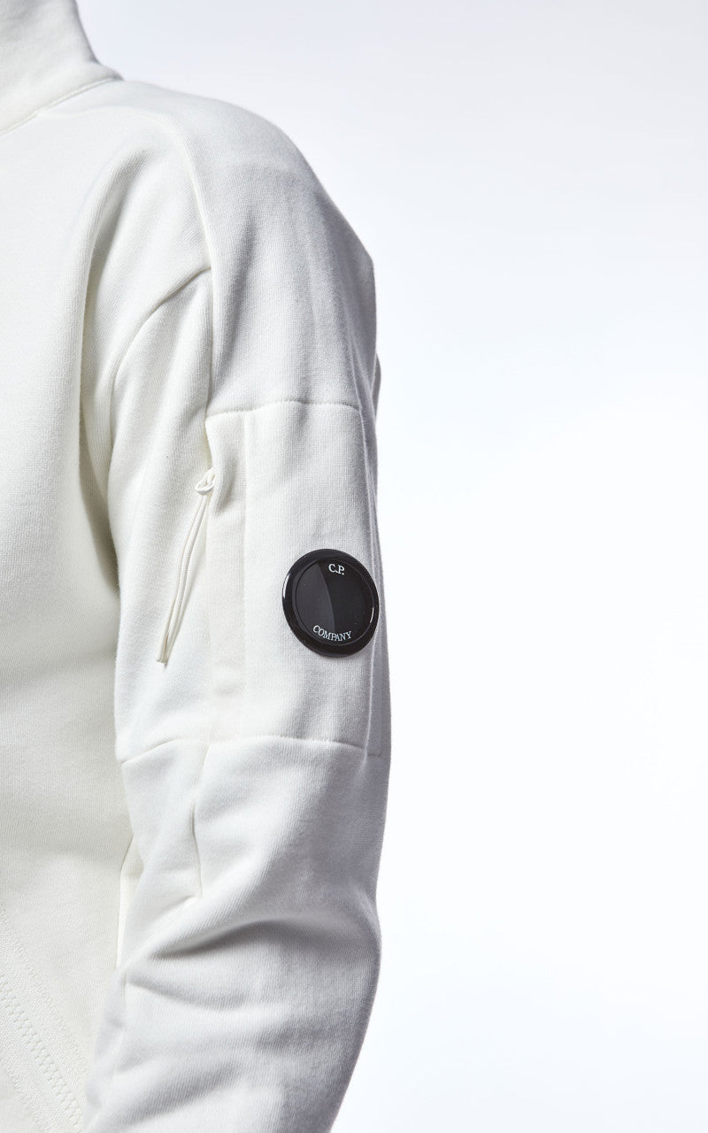 C.P. Company Diagonal Raised Fleece Half Zip Jumper Gauze White