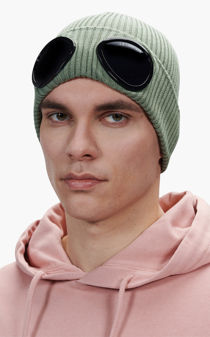 C.P. Company Cotton Goggle Beanie Bronze Green