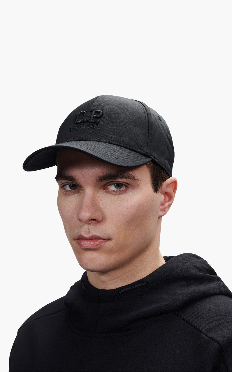 C.P. Company Gabardine Logo Cap Black