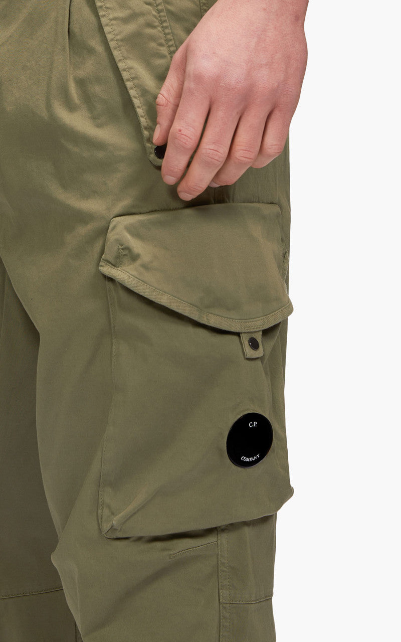C.P. Company Stretch Sateen Loose Fit Cargo Pants Bronze Green