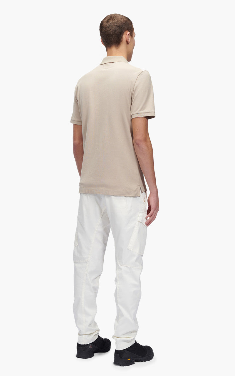 C.P. Company Stretch Piquet Slim Zipped Polo Shirt Cobblestone Brown