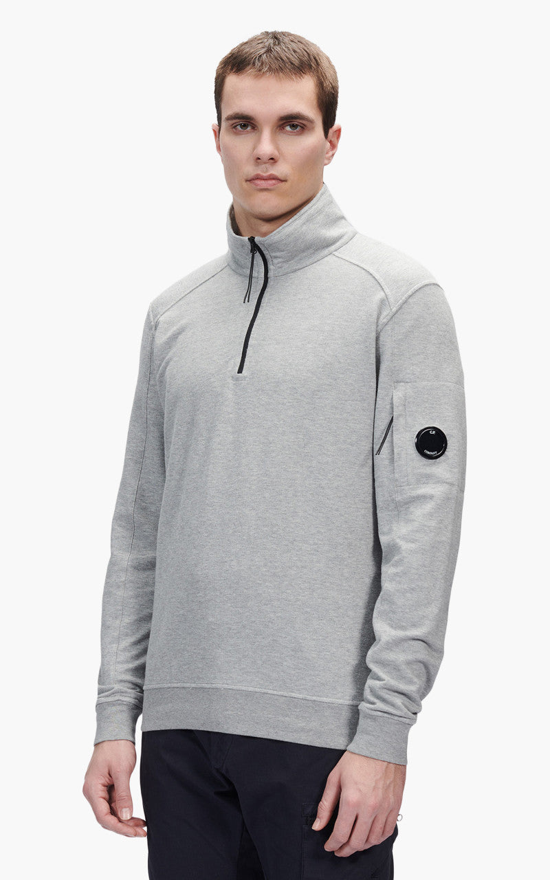 C.P. Company Light Fleece Half Zipped Sweatshirt Grey Melange