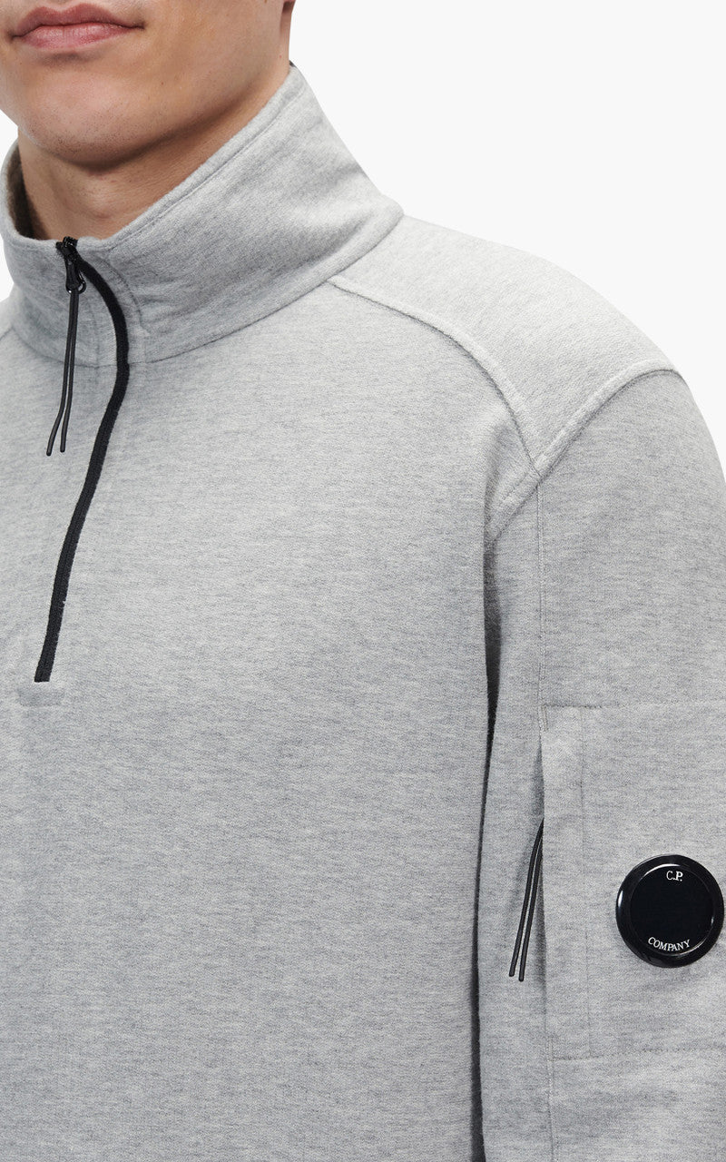 C.P. Company Light Fleece Half Zipped Sweatshirt Grey Melange