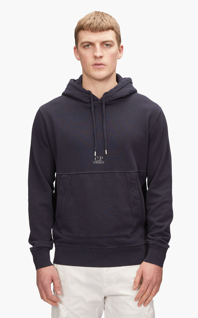 C.P. Company Cotton Fleece Logo Hoodie Total Eclipse