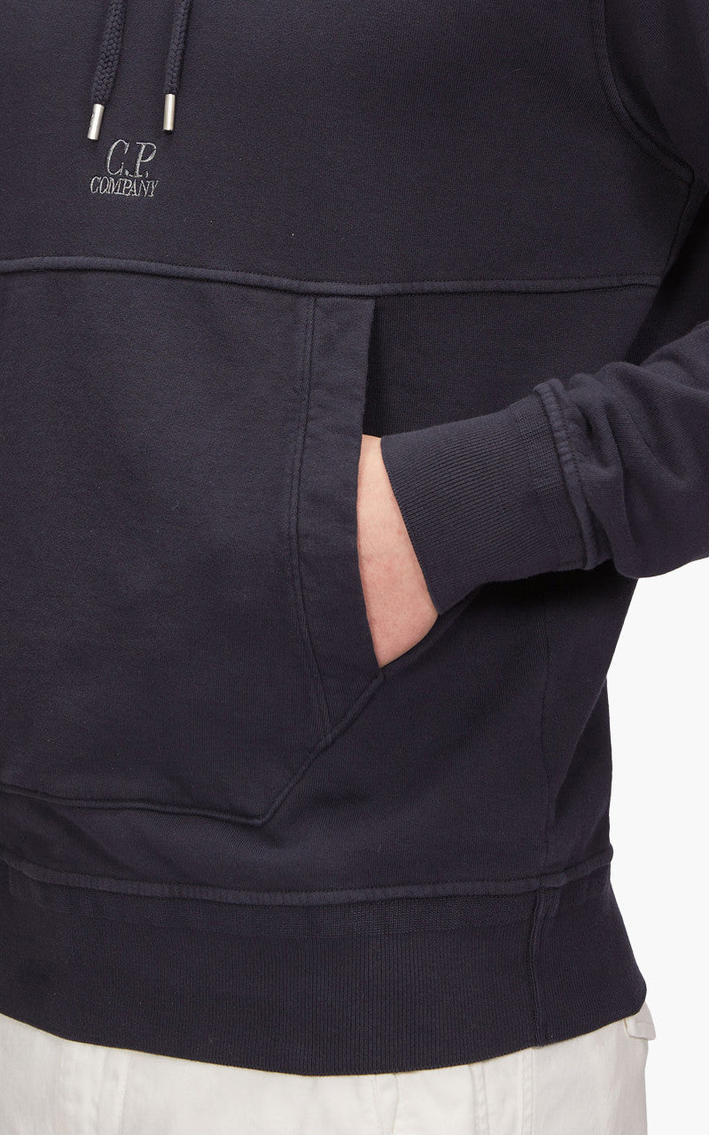 C.P. Company Cotton Fleece Logo Hoodie Total Eclipse