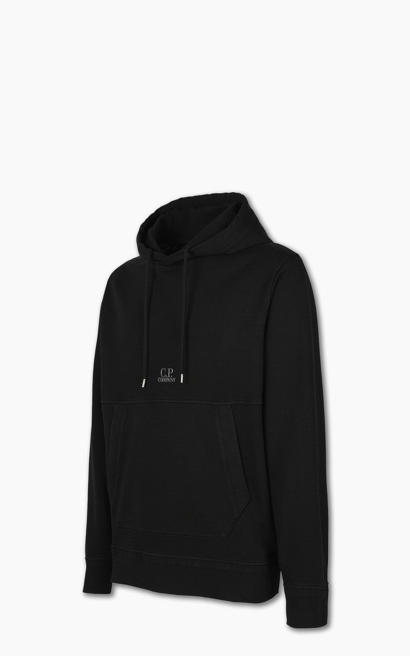 C.P. Company Cotton Fleece Logo Hoodie Black