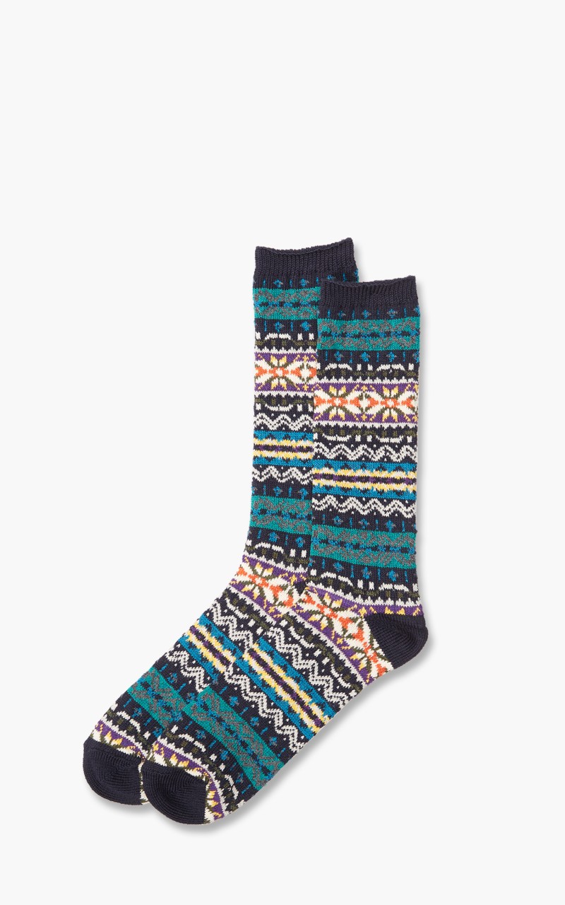 Anonymous Ism Socks Fairisle Crew Navy