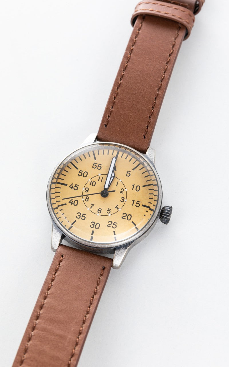 Military Surplus Vintage Army Watch Quartz Yellow/Brown