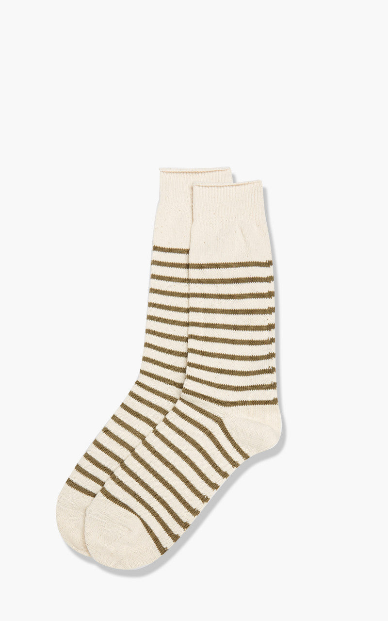 Anonymous Ism Socks Re Cotton Stripe Crew Khaki