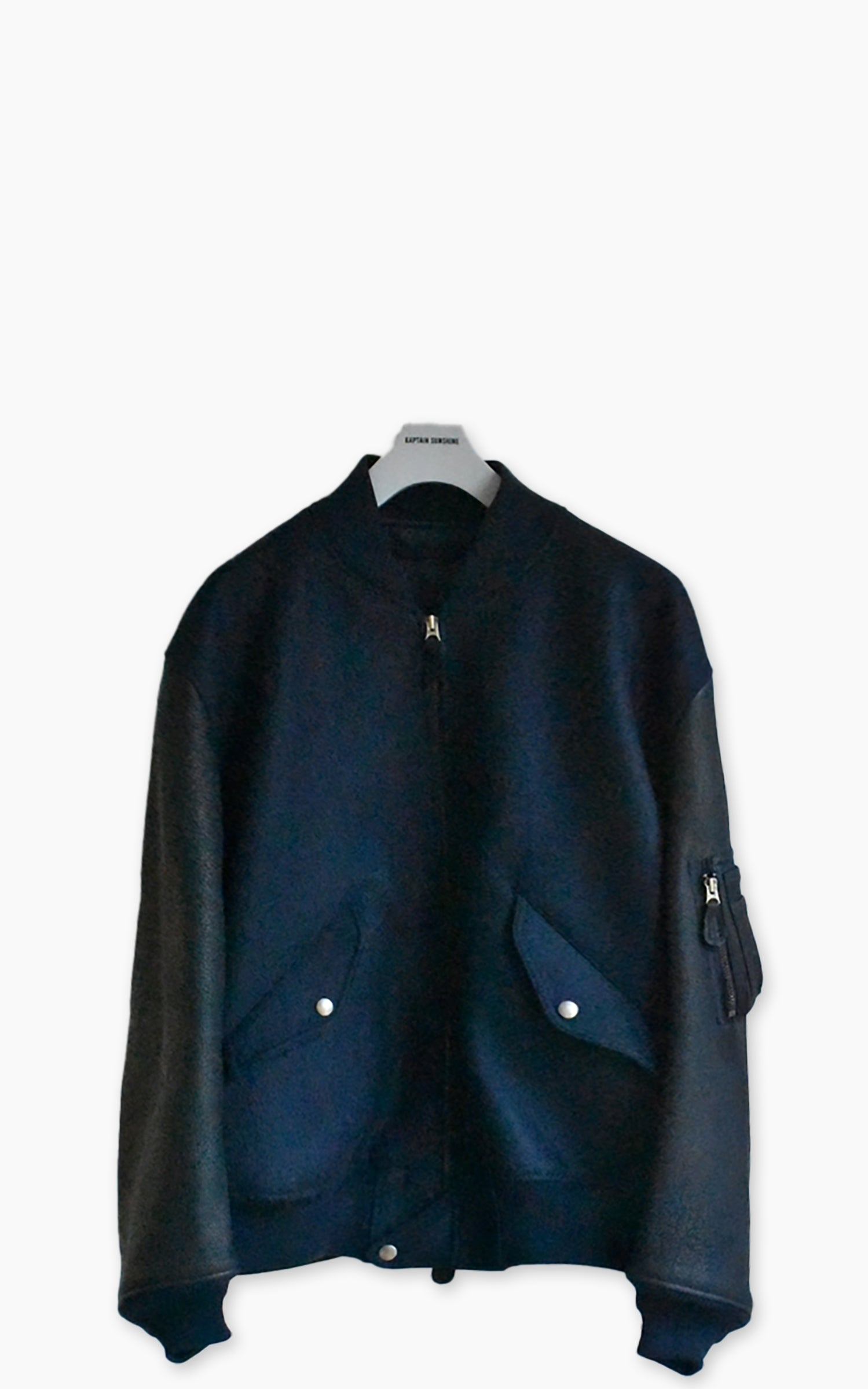 Kaptain Sunshine Melton Wool Bomber Jacket Navy