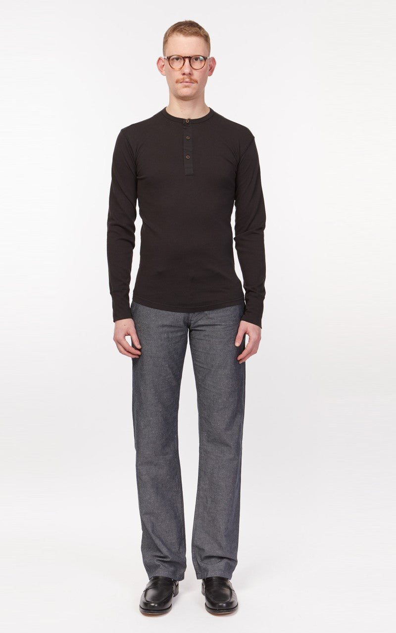 Pike Brothers 1927 Henley Shirt Long Sleeve Faded Black