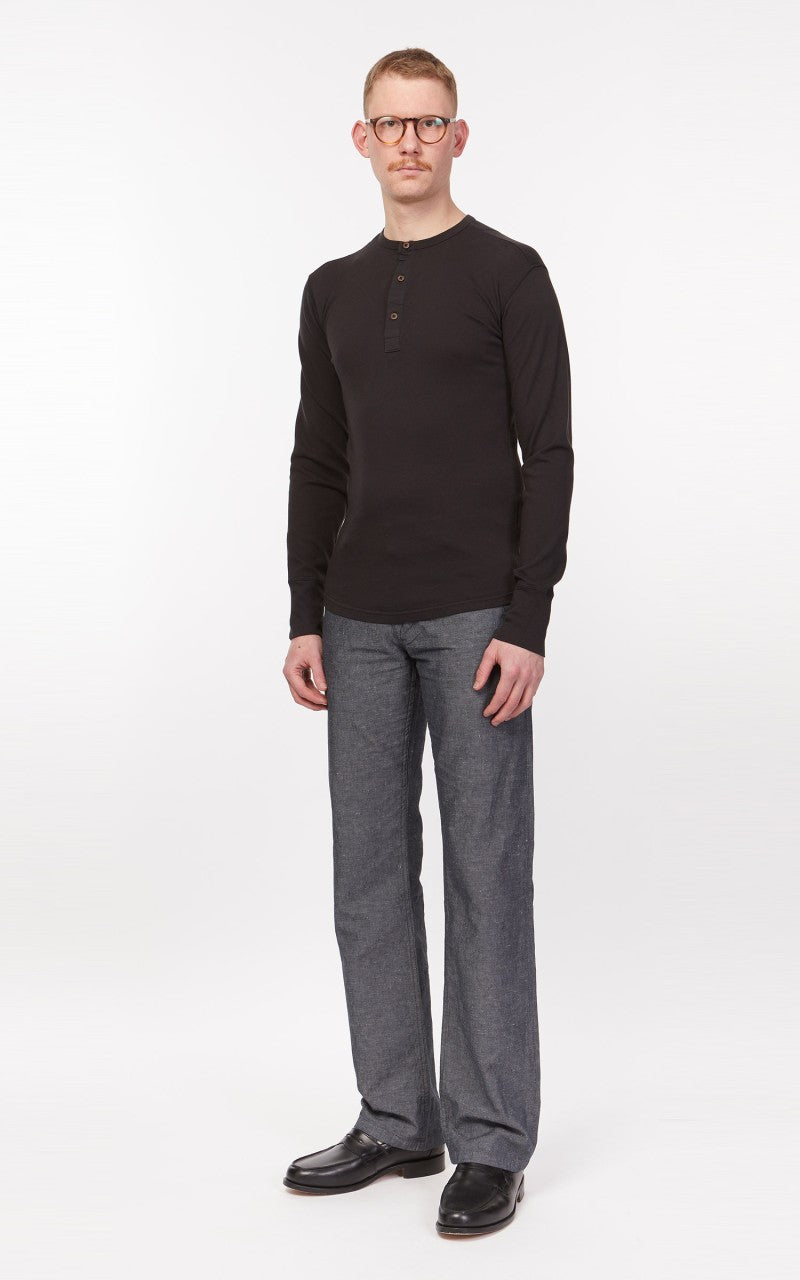 Pike Brothers 1927 Henley Shirt Long Sleeve Faded Black