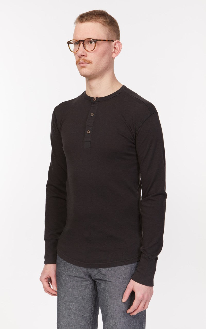 Pike Brothers 1927 Henley Shirt Long Sleeve Faded Black