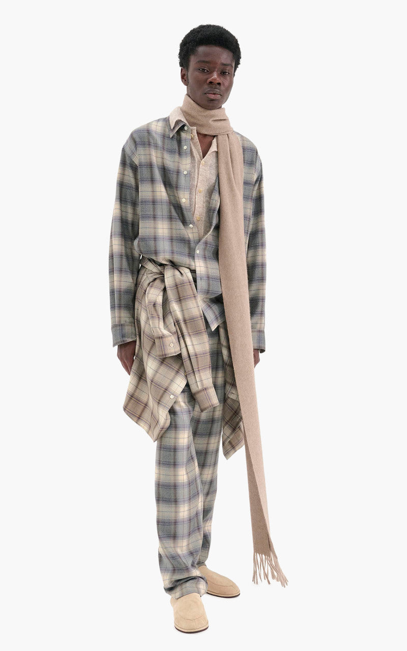 Auralee Super Light Wool Check Shirt Gray Check