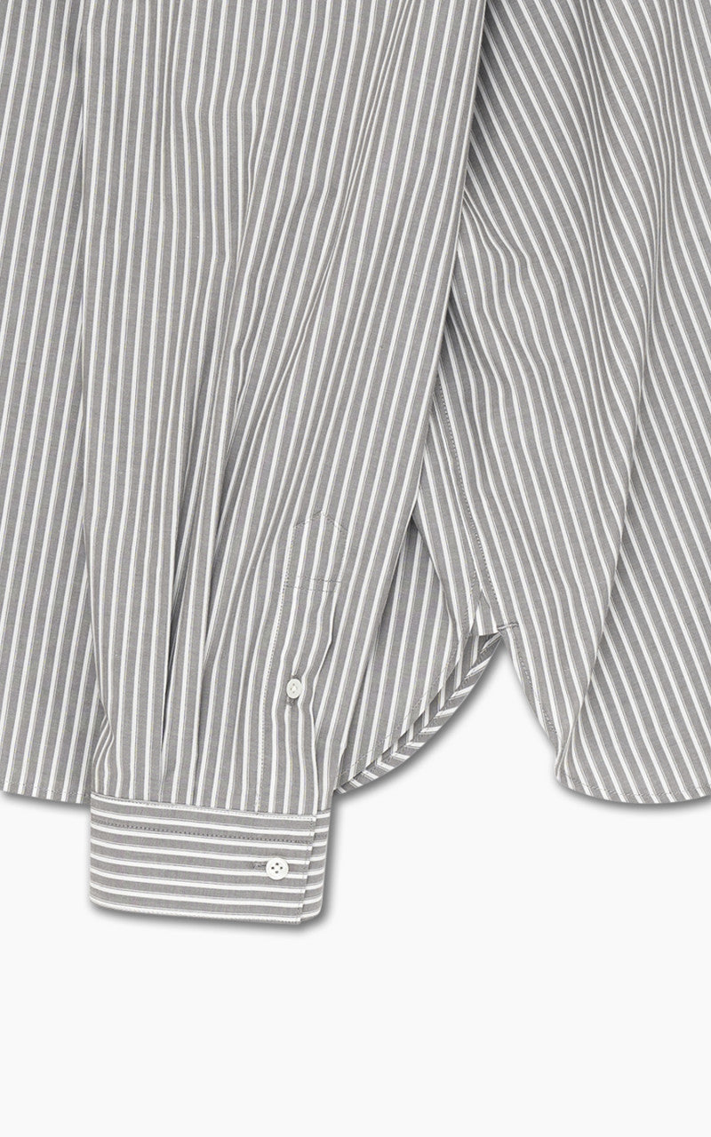 Still By Hand Regular Collar Shirt Grey Stripe