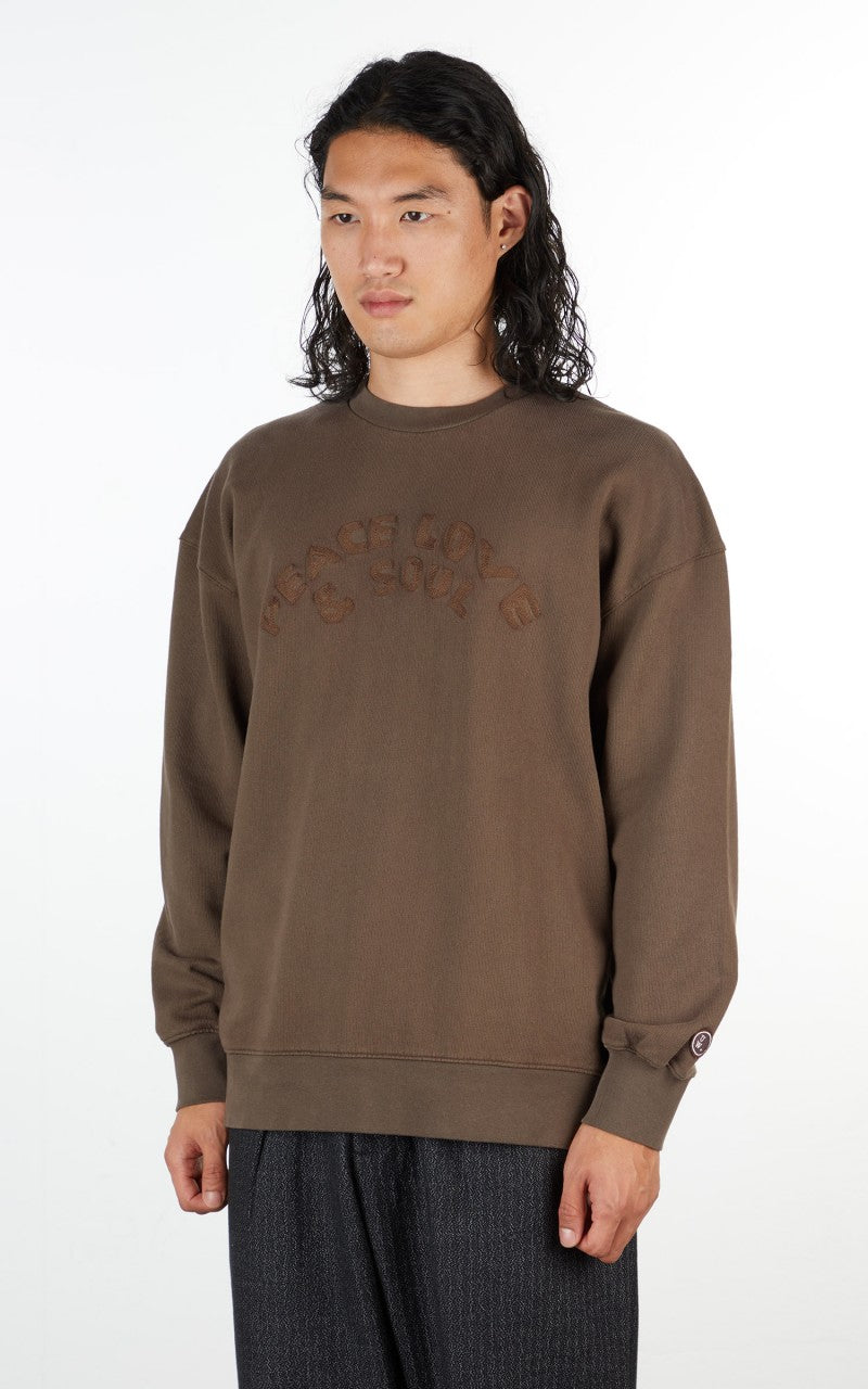 Universal Works Oversized Embroidered Sweatshirt Light Brown