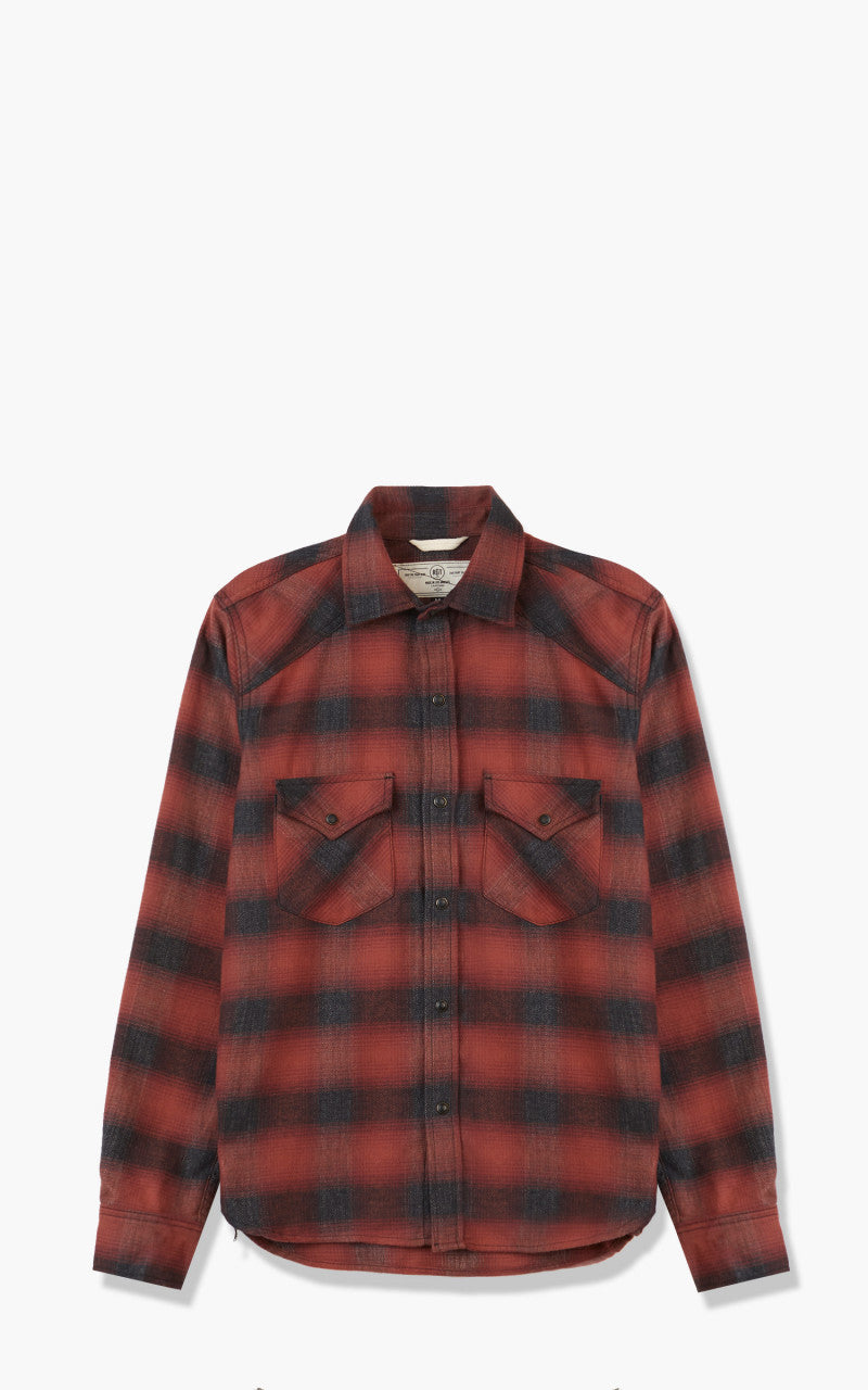 Rogue Territory Western Shirt Brick Red Brushed Plaid