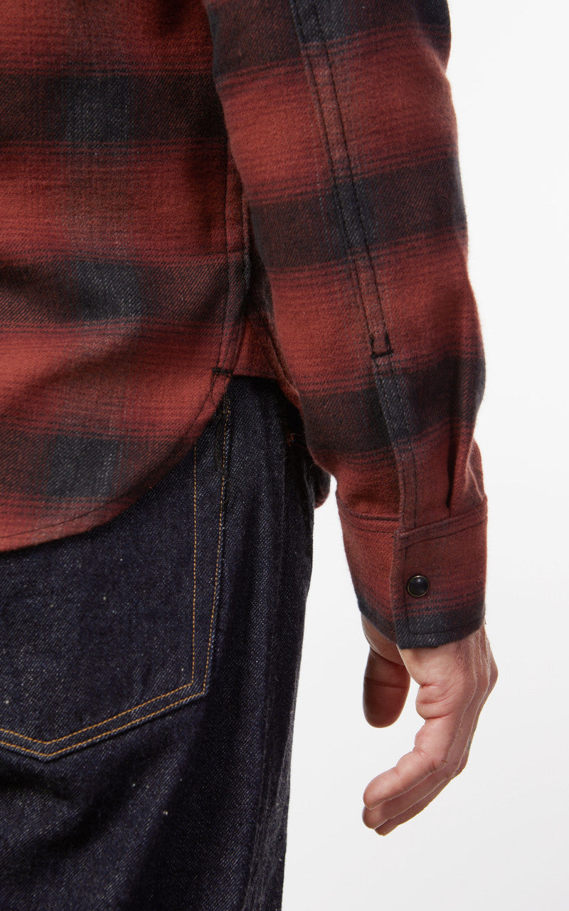 Rogue Territory Western Shirt Brick Red Brushed Plaid