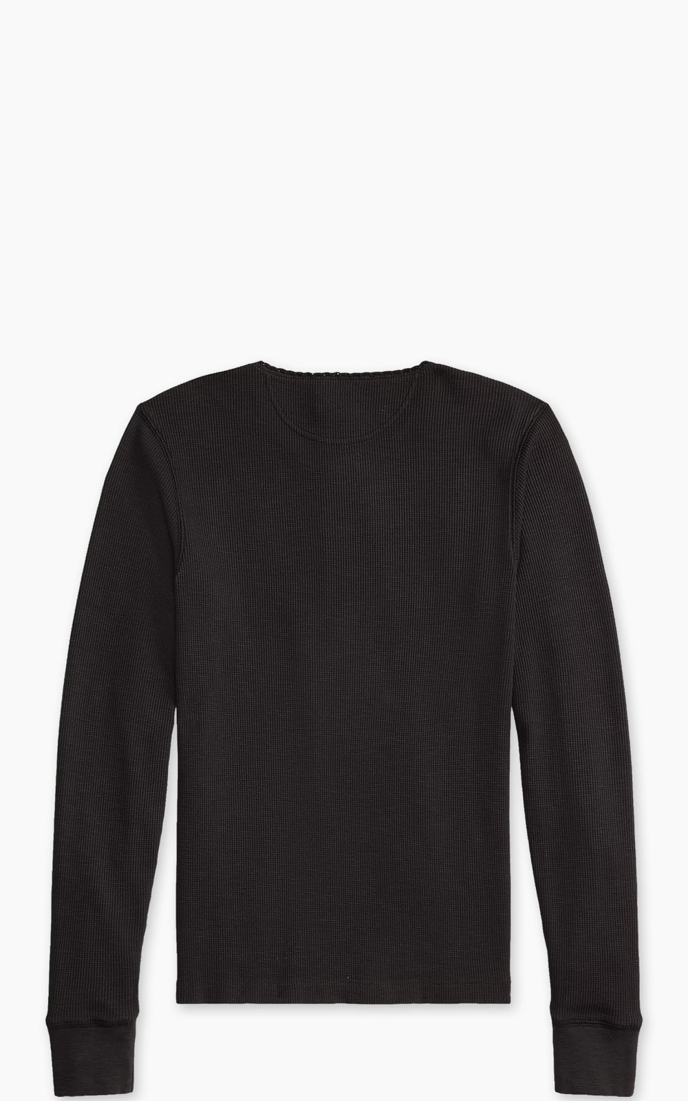 RRL Stretch Waffle-Knit Henley Shirt Sparrow Brown