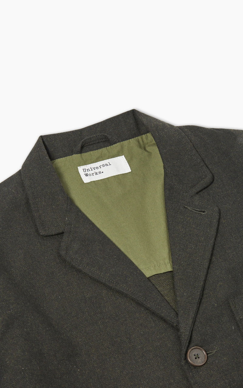 Universal Works Three Button Jacket Italian Tweed Olive