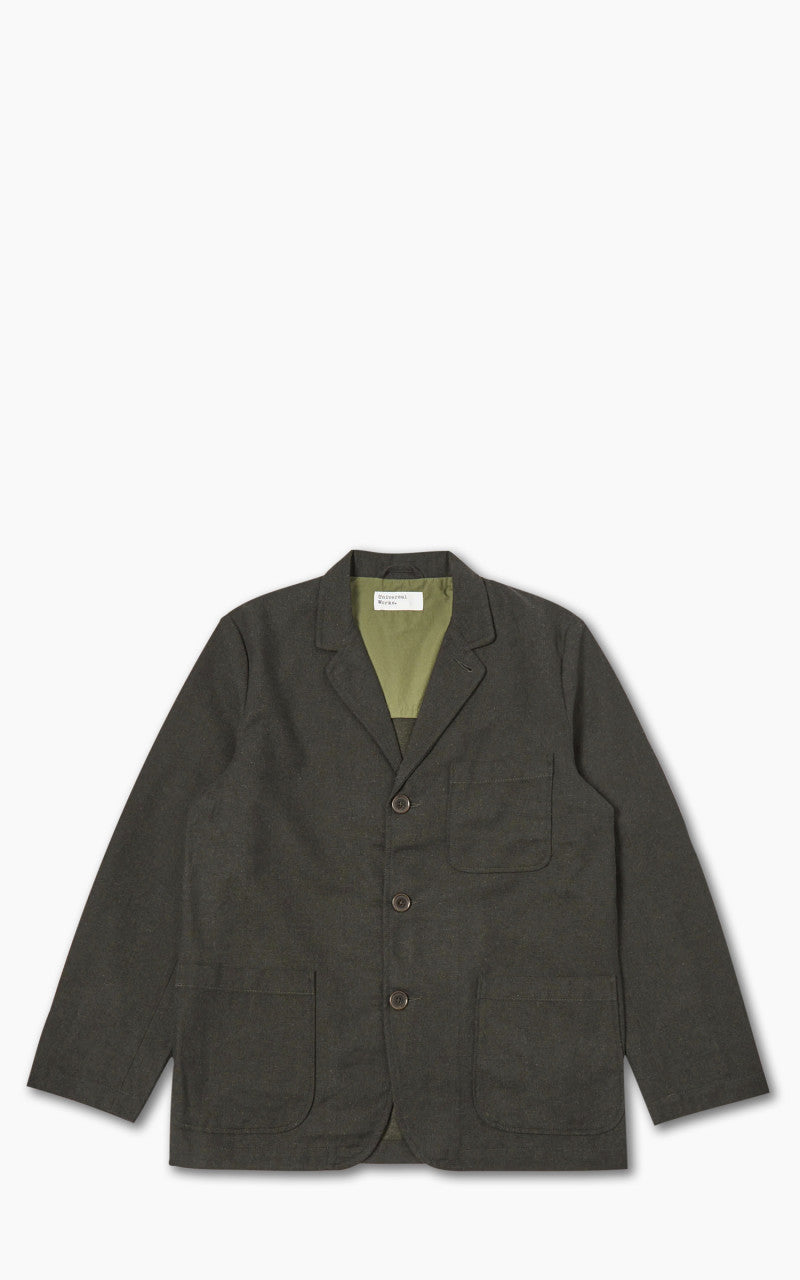 Universal Works Three Button Jacket Italian Tweed Olive
