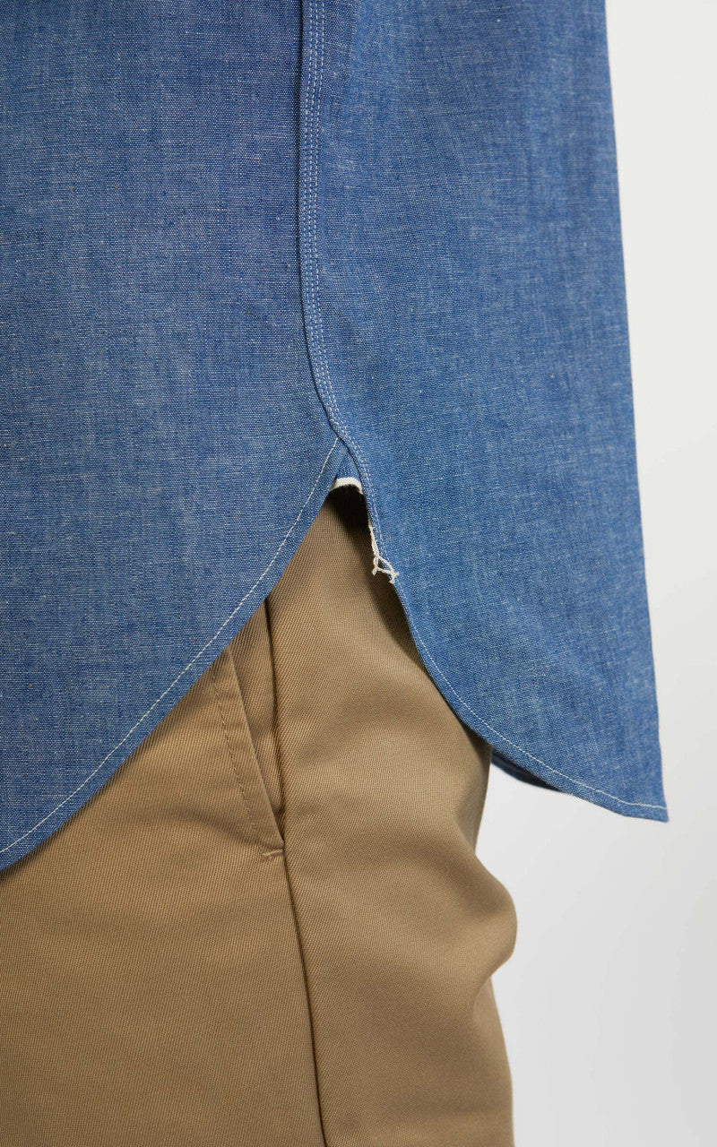 Warehouse & Co. 3036 Chambray Shirt Duck Digger W/ Elbow Patch Saxe Blue