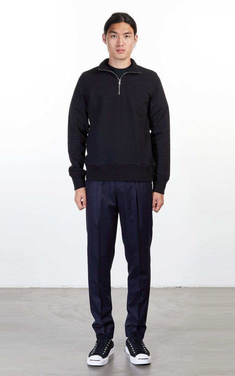Merz b. Schwanen 343Z Sweatshirt Half Zip Mock Neck Black