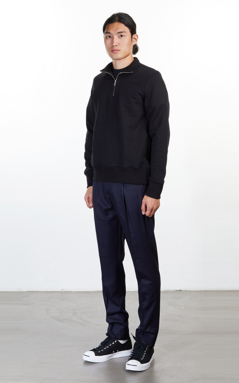 Merz b. Schwanen 343Z Sweatshirt Half Zip Mock Neck Black