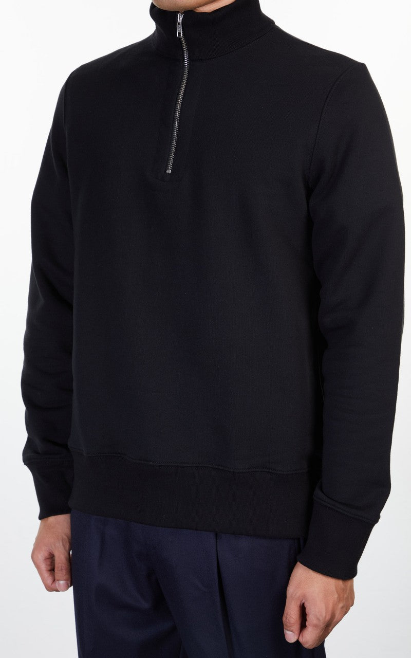 Merz b. Schwanen 343Z Sweatshirt Half Zip Mock Neck Black