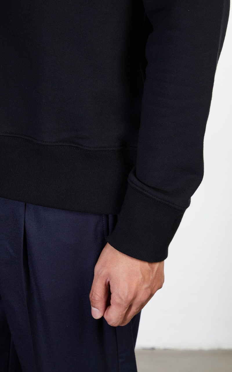 Merz b. Schwanen 343Z Sweatshirt Half Zip Mock Neck Black