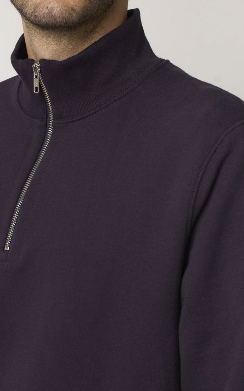 Merz b. Schwanen 343Z Sweatshirt Half Zip Mock Neck Night Blue