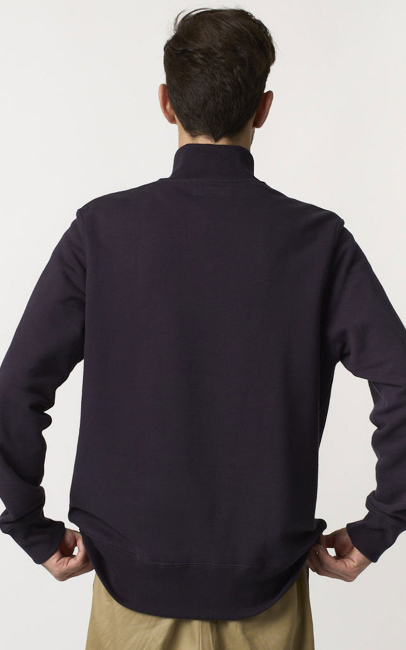 Merz b. Schwanen 343Z Sweatshirt Half Zip Mock Neck Night Blue